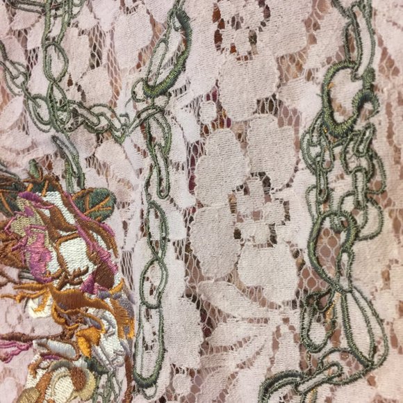 Embrodery Floral Light Pink Women's Lace Button Up Shirt Paparazzi by Biz - Picture 5 of 14